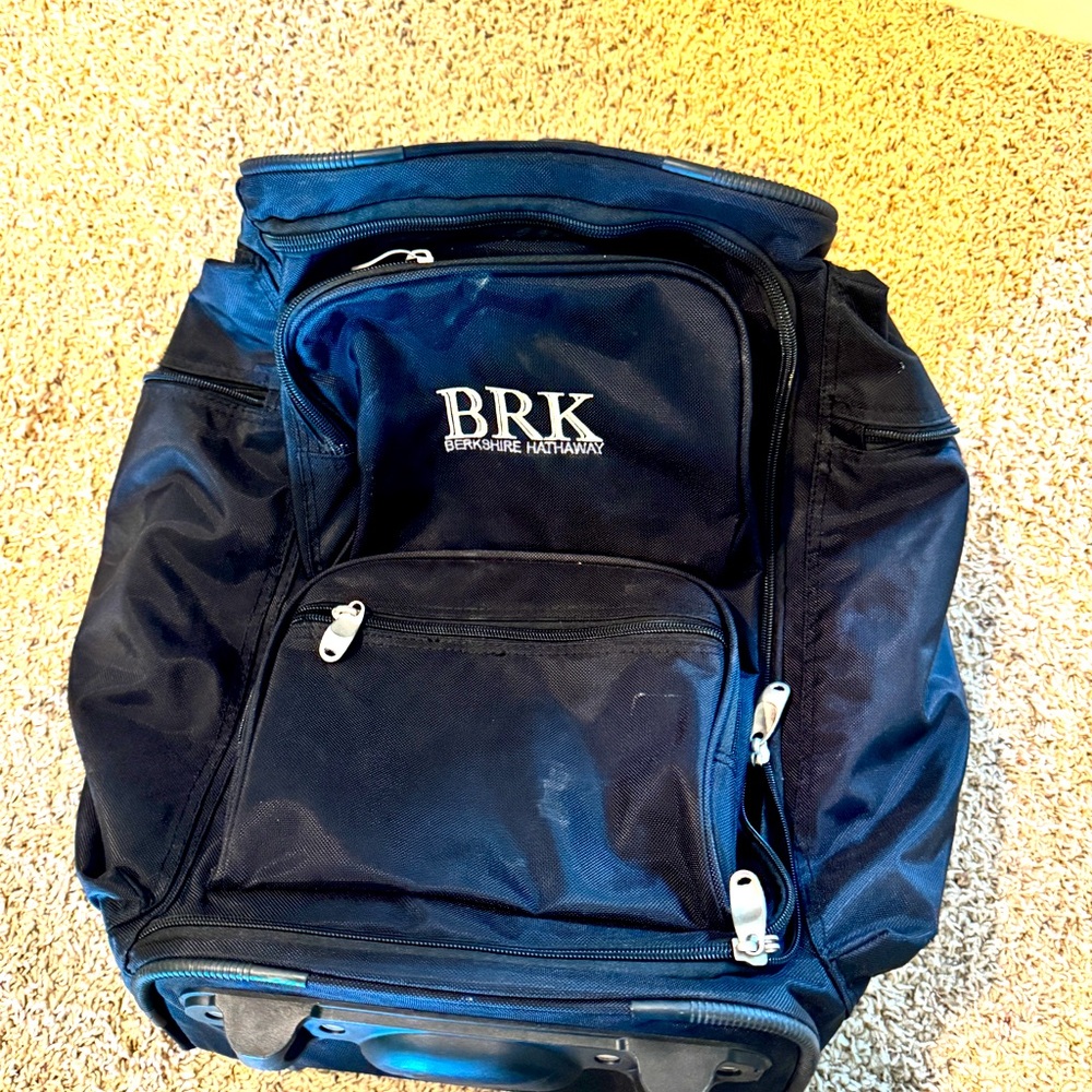 Rolling weekemder bag.  Berkshire Hathaway signature bag.